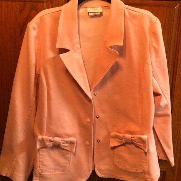Vintage Linda Lundstom Light pink Women's Blazer w/ bow pockets Size 12 - Picture 1 of 4